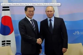 Tổng thống Vladimir Putin (phải) và người đồng cấp Hàn Quốc Moon Jae-in. (Nguồn: ndtv.com)