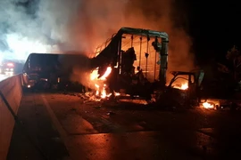 Hiện trường vụ tai nạn. (Nguồn: Yonhap)