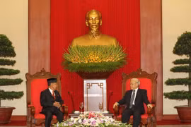 Tổng Bí thư Nguyễn Phú Trọng tiếp Quốc vương Malaysia Abdul Halim Mú adzam Shah, sang thăm chính thức Việt Nam, ngày 6/9/2013. (Ảnh: Nguyễn Khang/TTXVN)