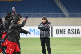 Buổi tập của các tuyển thủ U23 Việt Nam. (Ảnh: Hoàng Linh/TTXVN)