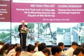 Tiến sỹ Tim McGrath, Giám đốc Chương trình FPP phát biểu tại hội thảo. (Ảnh: Trung Kiên/TTXVN)