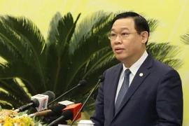 Bí thư Thành ủy Hà Nội Vương Đình Huệ. (Ảnh: Văn Điệp/TTXVN)