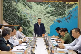 Phó Chánh văn phòng Ban chỉ đạo Trung ương về phòng, chống thiên tai, Tổng Cục trưởng Tổng Cục phòng chống thiên tai Trần Quang Hoài phát biểu. (Ảnh: Vũ Sinh/TTXVN)