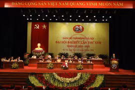 Toàn cảnh Đại hội đại biểu Đảng bộ thành phố Hà Nội, lần thứ XVII, nhiệm kỳ 2020-2025. (Ảnh: Văn Điệp/TTXVN)