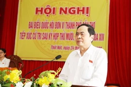 Chủ tịch Mặt trận Tổ quốc Việt Nam Trần Thanh Mẫn trả lời các ý kiến cử tri quận Thốt Nốt, Cần Thơ. (Nguồn: mattran.org.vn)