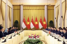 Quang cảnh buổi hội đàm. (Ảnh: Thống Nhất/TTXVN)