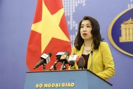 Người Phát ngôn Bộ Ngoại giao Lê Thị Thu Hằng trả lời câu hỏi của các cơ quan báo chí trong nước và quốc tế. (Ảnh: An Đăng/TTXVN)