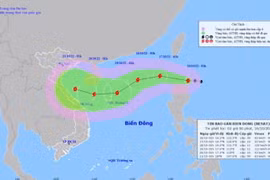 Đường đi của bão Nesat. (Ảnh: TTXVN phát)