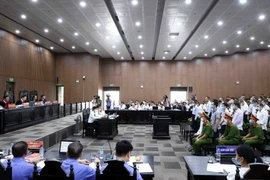 Quang cảnh phiên tòa xét xử sơ thẩm vụ án vi phạm trong quản lý, sử dụng đất đai xảy ra tại tỉnh Bình Dương hồi tháng 8/2022. (Nguồn: TTXVN)