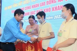 Liên đoàn lao động tỉnh phối hợp với các cấp công đoàn thực hiện nhiều chương trình thăm, tặng quà cho công nhân, người lao động ở Bình Dương đón Tết Quý Mão năm 2023. (Ảnh: TTXVN phát)