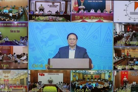 Thủ tướng Phạm Minh Chính, Trưởng Ban Chỉ đạo chủ trì Phiên họp lần thứ 18 Ban Chỉ đạo phòng, chống dịch COVID-19. (Ảnh: Dương Giang/TTXVN)