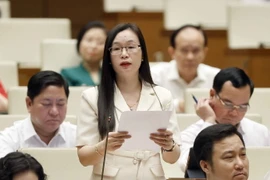 Đại biểu Quốc hội tỉnh Đắk Nông Trần Thị Thu Hằng phát biểu ý kiến. (Ảnh: Doãn Tấn/TTXVN)