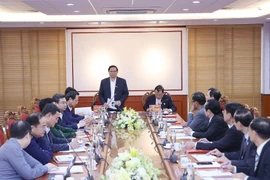 Thủ tướng Phạm Minh Chính phát biểu tại buổi làm việc với Ban Thường vụ Hội Cựu chiến binh Việt Nam. (Ảnh: Dương Giang/TTXVN)