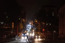 Thủ đô Kiev, Ukraine bị mất điện, ngày 10/11. (Ảnh: AFP/TTXVN)