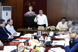 Ông Nguyễn Xuân Thắng, Ủy viên Bộ Chính trị, Bí thư Trung ương Đảng, Chủ tịch Hội đồng Lý luận Trung ương, Giám đốc Học viện Chính trị quốc gia Hồ Chí Minh phát biểu. (Ảnh: An Đăng/TTXVN)