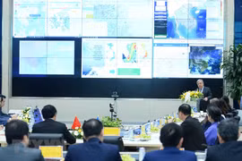 Tổng Thư ký Liên hợp quốc António Guterres phát biểu tại Tổng cục Khí tượng Thủy văn. (Ảnh: Minh Đức/TTXVN)