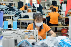 Sản xuất hàng may xuất khẩu. (Ảnh: TTXVN)