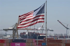 Tàu container hàng hóa từ các nước châu Á cập cảng Long Beach, bang California (Mỹ) ngày 1/8/2019. (Ảnh: AFP/TTXVN)