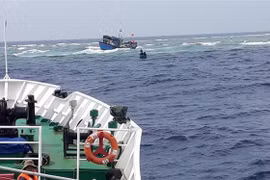 Cứu nạn tàu cá. (Ảnh: TTXVN phát)