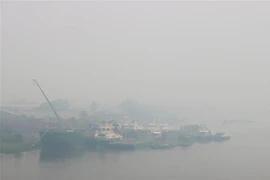 Khói mù do ô nhiễm bao trùm đường phố ở Pontianak, Tây Kalimantan, Indonesia. (Ảnh: AFP/TTXVN)