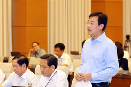 Bí thư thứ nhất Trung ương đoàn TNCS Hồ Chí Minh Lê Quốc Phong phát biểu ý kiến. (Ảnh: Trọng Đức/TTXVN)