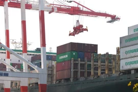 Vận chuyển hàng hóa tại cảng Tokyo, Nhật Bản. (Ảnh: AFP/TTXVN)