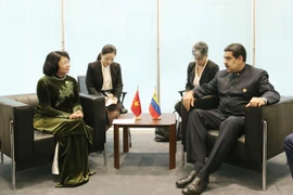 Phó Chủ tịch nước Đặng Thị Ngọc Thịnh hội kiến Tổng thống Venezuela Nicolás Maduro. (Ảnh: Phương Hoa/TTXVN)