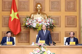 Thủ tướng Nguyễn Xuân Phúc phát biểu tại buổi gặp mặt. (Ảnh: Thống Nhất/TTXVN)