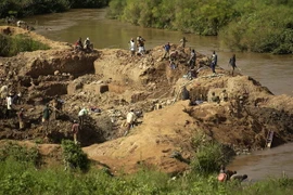 Người dân đào vàng tại khu vực Ituri, Cộng hòa Dân chủ Congo. (Ảnh: AFP/TTXVN)