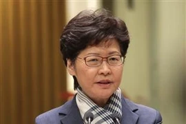 Trưởng Khu hành chính đặc biệt Hong Kong (Trung Quốc), bà Lâm Trịnh Nguyệt Nga tại cuộc họp báo ở Hong Kong ngày 11/11/2019. ( Ảnh: THX/TTXVN)
