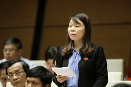 Đại biểu Quốc hội tỉnh Bắc Giang Hà Thị Lan phát biểu ý kiến. (Ảnh: Văn Điệp/TTXVN)