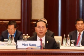 Chủ tịch nước Trần Đại Quang dự và phát biểu tại Phiên họp bàn tròn thứ nhất của Diễn đàn cấp cao hợp tác “Vành đai và Con đường”. (Ảnh: Nhan Sáng/TTXVN)