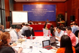 Tiểu ban về tiêu chuẩn và hợp chuẩn (SCSC) tổ chức Cuộc họp kỹ thuật của Diễn đàn quản lý rượu. Trong ảnh: Quang cảnh cuộc họp. (Ảnh: Văn Điệp/TTXVN)