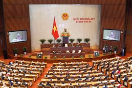Lễ khai mạc Kỳ họp thứ ba, Quốc hội khóa XIV được tổ chức trọng thể tại Nhà Quốc hội ở Thủ đô Hà Nội. (Ảnh: Văn Điệp/TTXVN)