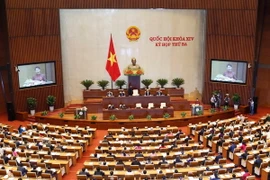 Lễ khai mạc Kỳ họp thứ ba, Quốc hội khóa XIV được tổ chức trọng thể tại Nhà Quốc hội ở Thủ đô Hà Nội. (Ảnh: Văn Điệp/TTXVN)