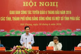 Trưởng ban Tuyên giáo Trung ương Võ Văn Thưởng phát biểu tại Hội nghị. (Ảnh: Minh Thu/TTXVN) 
