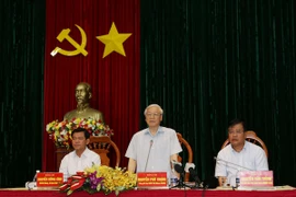 Tổng Bí thư Nguyễn Phú Trọng phát biểu tại buổi làm việc với Ban Thường vụ và cán bộ chủ chốt tỉnh Bà Rịa-Vũng Tàu. (Ảnh: Trí Dũng/TTXVN)