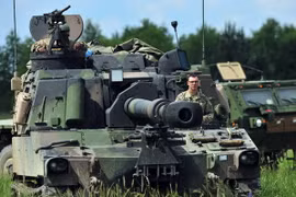 Một khẩu pháo tự hành tham gia cuộc tập trận Anakonda 2016 tại Drawsko Pomorskie, Tây Bắc Ba Lan. (Nguồn: EPA/TTXVN)