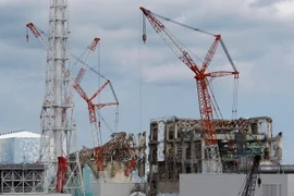 Lò phản ứng số 3 (giữa) và số 4 (phải) tại nhà máy điện hạt nhân Fukushima Daiichi ở Okuma, Fukushima, Nhật Bản ngày 20/2/2012. (Ảnh: AFP/TTXVN)
