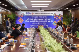 BIDV trao quà Tết cho người nghèo. (Ảnh: CTV/Vietnam+)