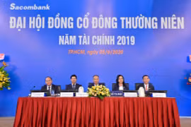 Ban lãnh đạo Sacombank tại Đại hội. (Ảnh: CTV/Vietnam+)