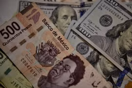 Đồng đôla Mỹ và đồng peso của Mexico. (Nguồn: AFP/TTXVN)