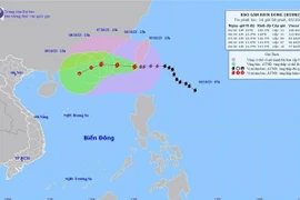 Hướng đi của bão chiều 5/10. (Ảnh: TTXVN phát)