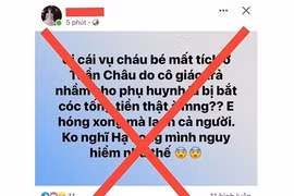 Tin giả về bắt cóc trẻ em tại phường Tuần Châu trên mạng xã hội. (Ảnh: Chụp từ màn hình)