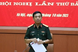 Đại tướng Phan Văn Giang phát biểu chỉ đạo tại hội nghị. (Ảnh: Hồng Pha/TTXVN phát)
