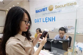 Khách hàng giao dịch tại Hội sở Chứng khoán Bảo Việt. (Ảnh: Trần Việt/TTXVN)