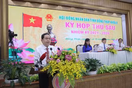 Ông Trần Thanh Mẫn, Ủy viên Bộ Chính trị, Phó Chủ tịch Thường trực Quốc hội khóa XV, phát biểu chỉ đạo tại kỳ họp thứ 6 Hội đồng Nhân dân tỉnh Đồng Tháp. (Ảnh: Nguyễn Văn Trí/TTXVN)