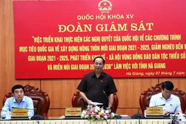 Phó Chủ tịch Quốc hội, Thượng tướng Trần Quang Phương phát biểu tại buổi làm việc với tỉnh Hà Giang. (Ảnh: Minh Tâm/TTXVN)