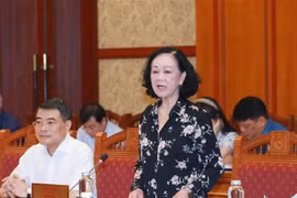 Bà Trương Thị Mai, Ủy viên Bộ Chính trị, Thường trực Ban Bí thư, Trưởng Ban Tổ chức Trung ương phát biểu chỉ đạo Hội nghị. (Ảnh: Phương Hoa/TTXVN)