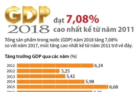 GDP 2018 đạt 7,08%, cao nhất kể từ năm 2011. (Nguồn: TTXVN)